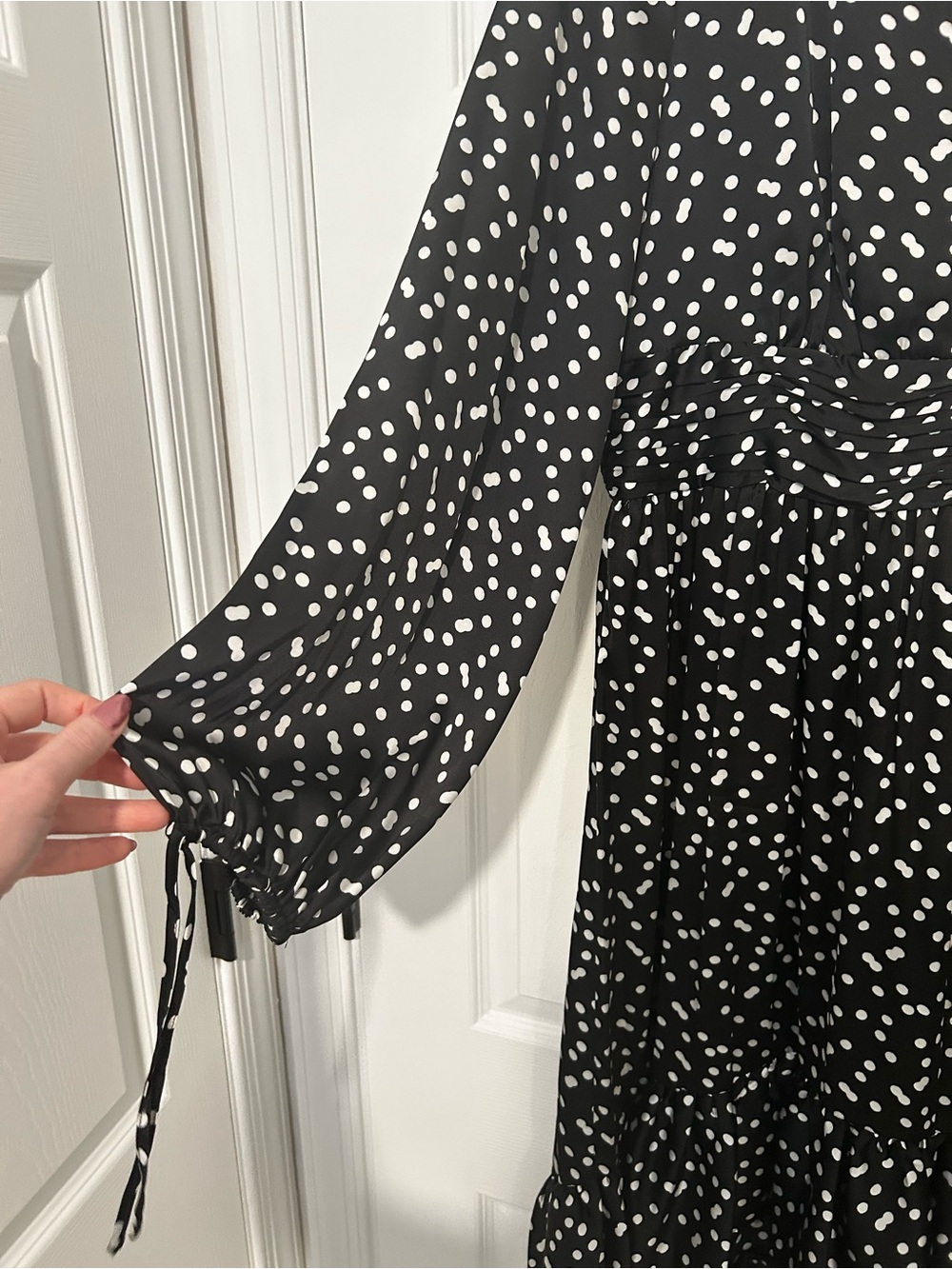 Betsey Johnson Black Polka Dot Dress with Cherry Rhinestone Detail, NWT, 12 - Picture 3 of 9